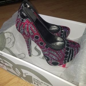 Shi Honey Black dazzling pumps